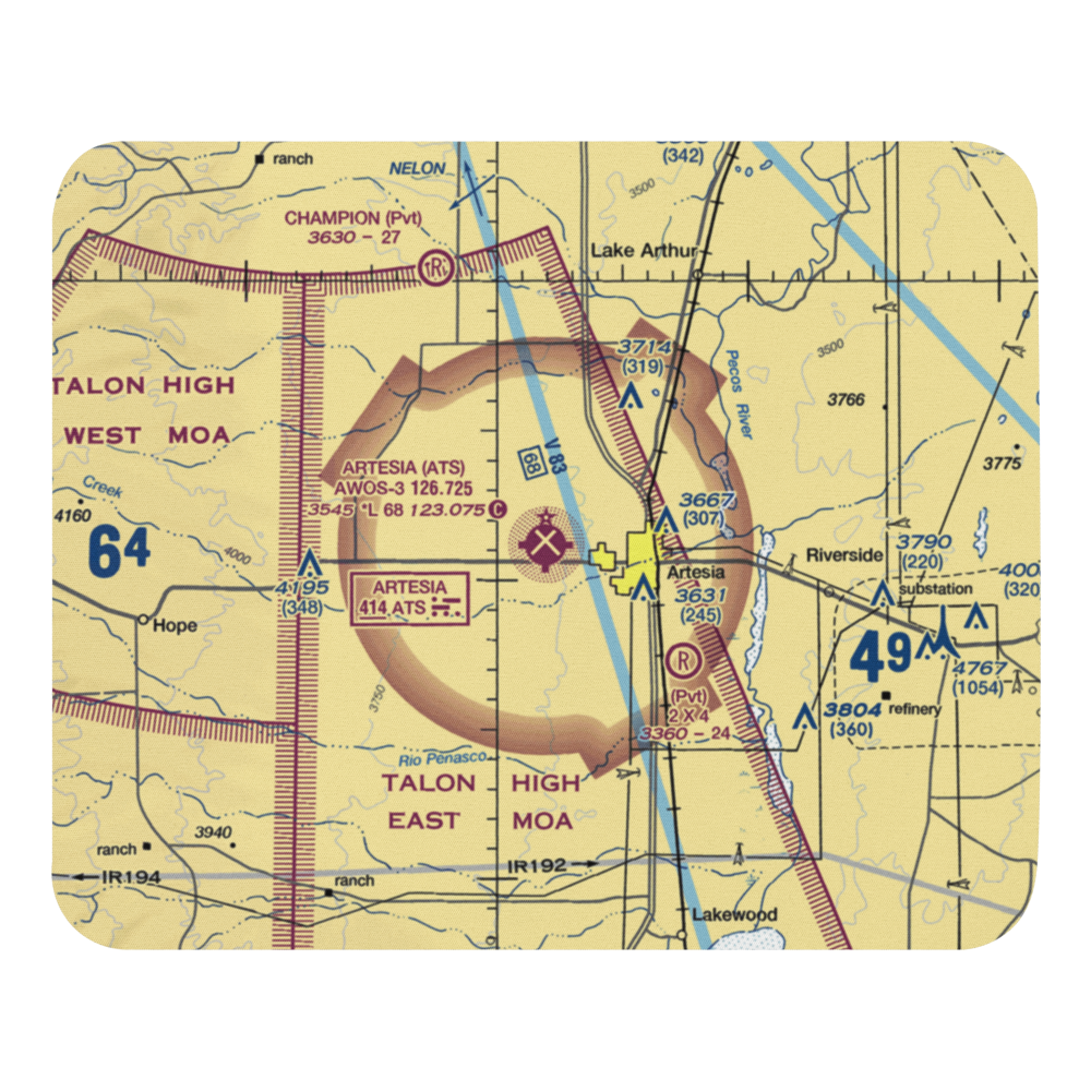 Artesia Municipal Airport (ATS) VFR Sectional Mouse Pad 