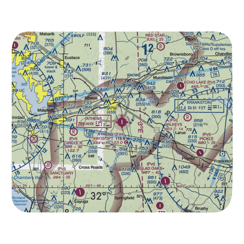 Athens Municipal Airport (F44) VFR Sectional Mouse Pad 