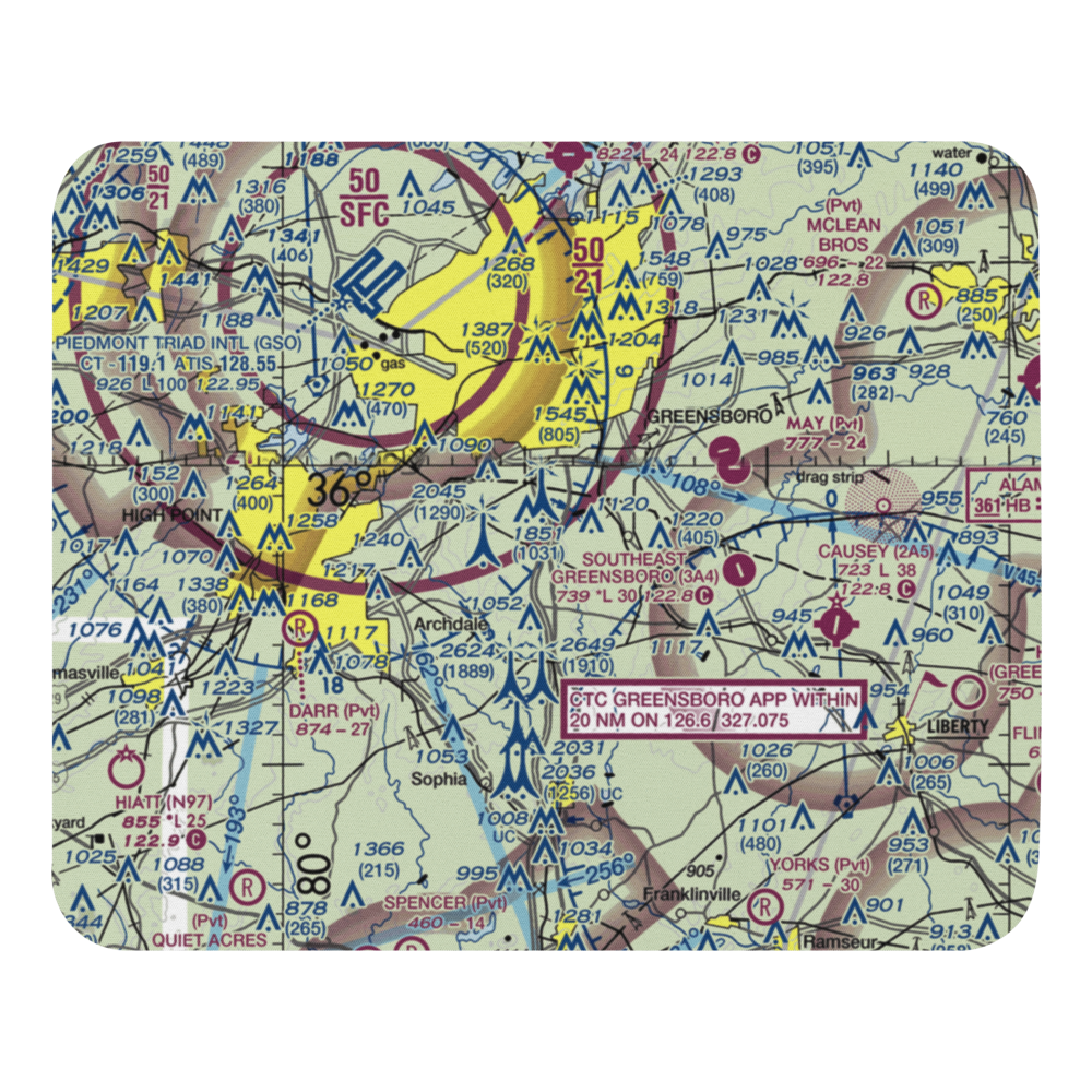 Balloonport of Greensboro Balloonport (28NC) VFR Sectional Mouse Pad 