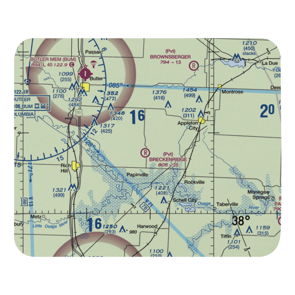 Bauer Pgi Airport (MU55) VFR Sectional Mouse Pad 