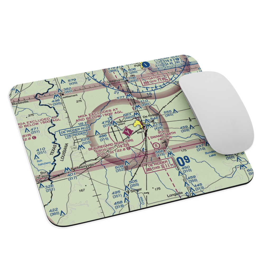 Beauregard Regional Airport (DRI) VFR Sectional Mouse Pad 