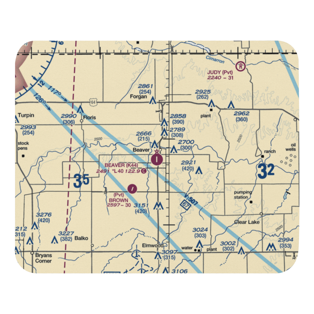 Beaver Municipal Airport (K44) VFR Sectional Mouse Pad 