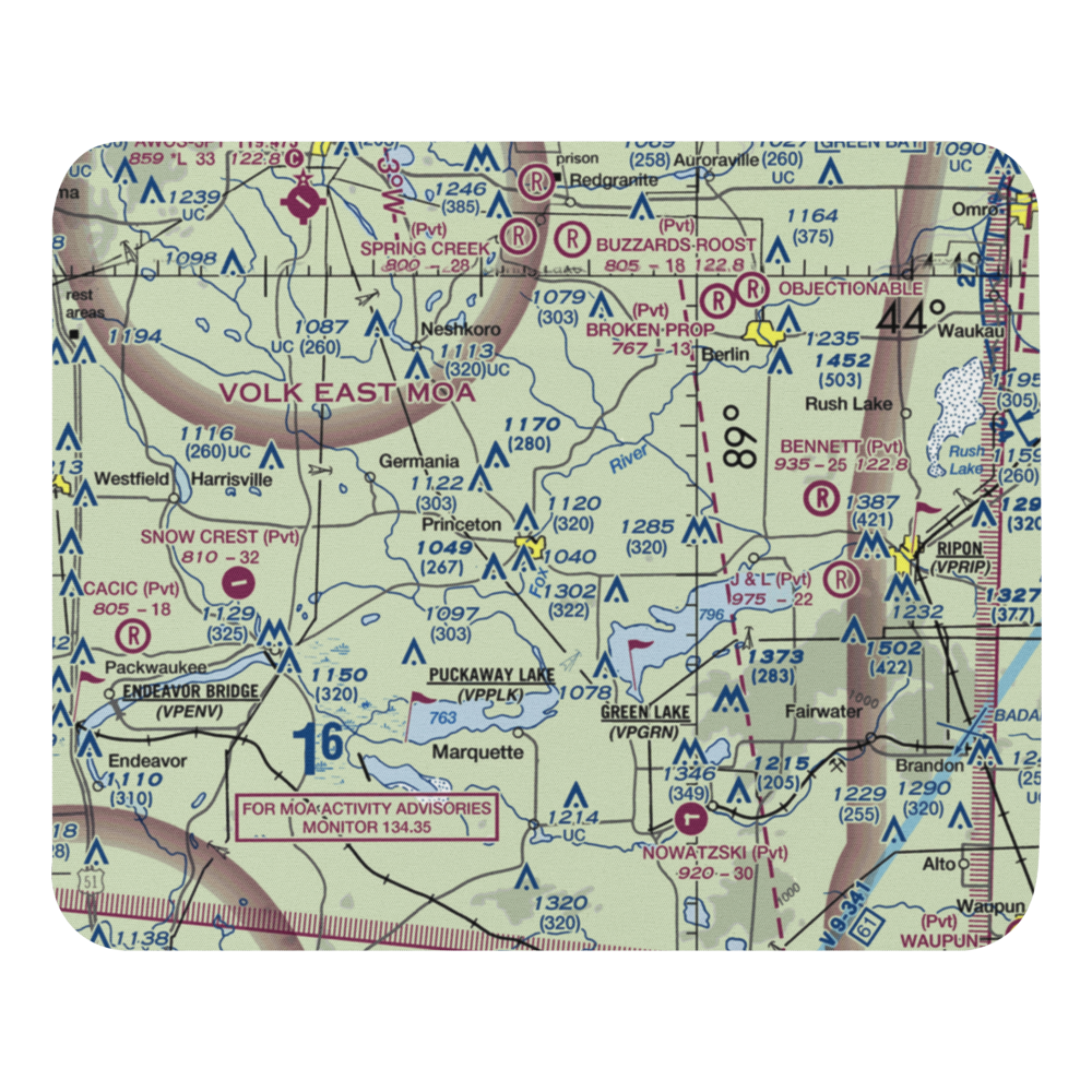 Bed-Ah-Wick Field (1WI3) VFR Sectional Mouse Pad 
