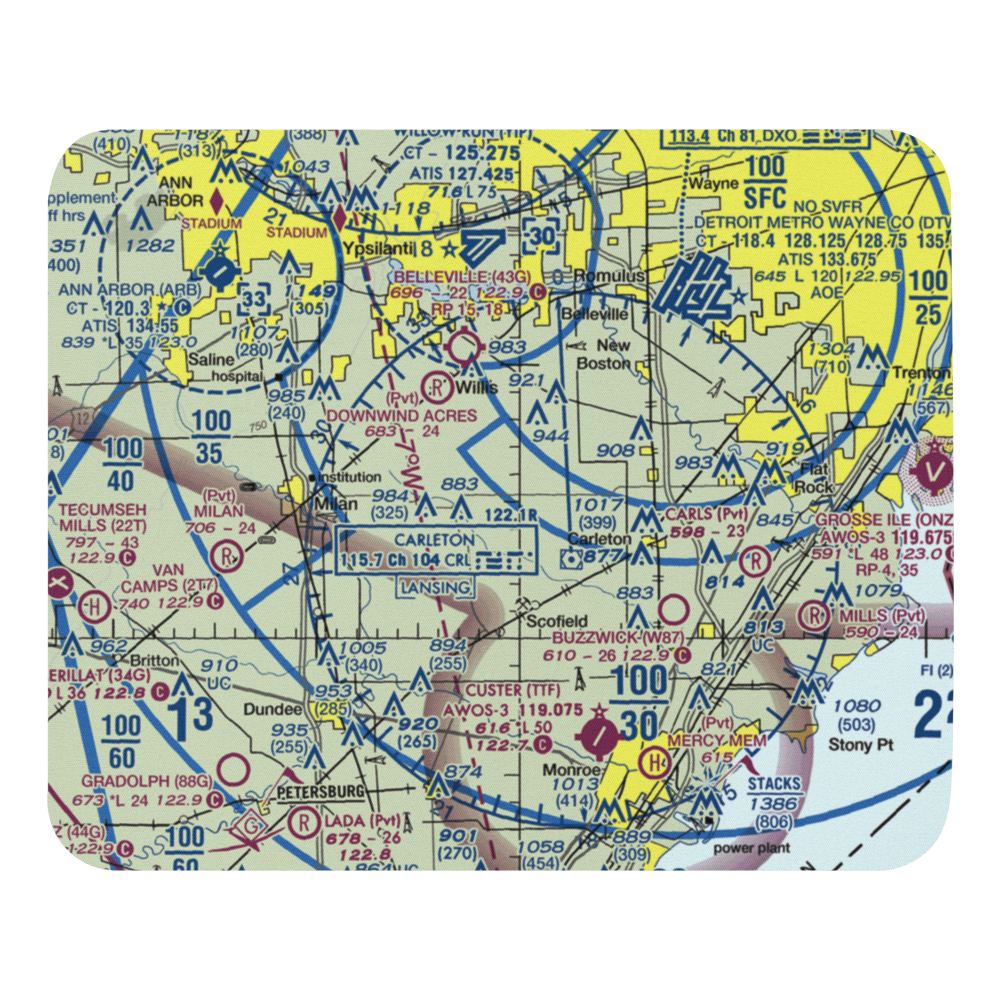 Belleville (Johnston) Airport (71MI) VFR Sectional Mouse Pad 