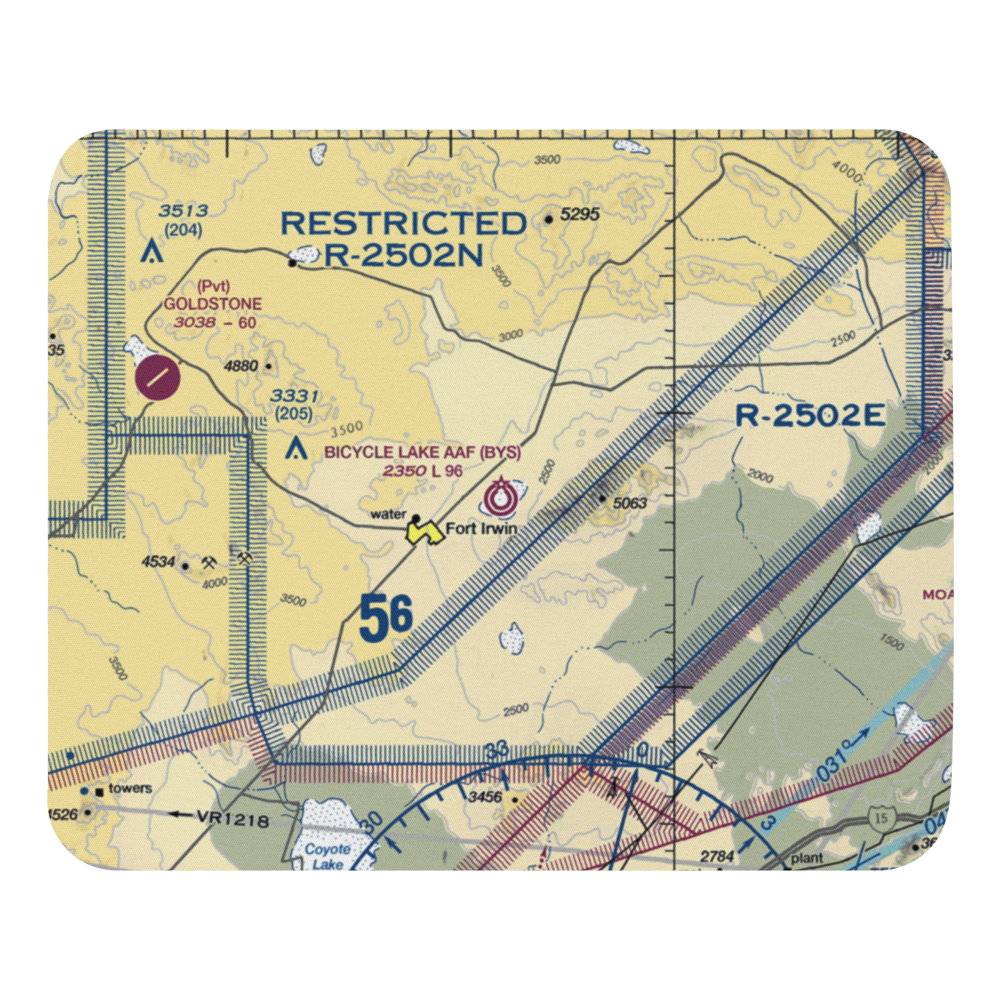 Bicycle Lake Army Air Field (BYS) VFR Sectional Mouse Pad 