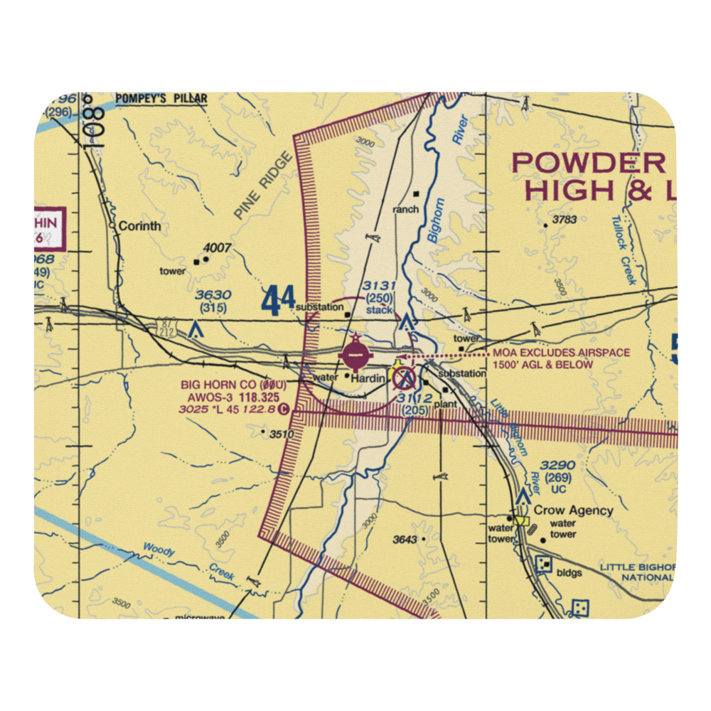 Big Horn County Airport (00U) VFR Sectional Mouse Pad 