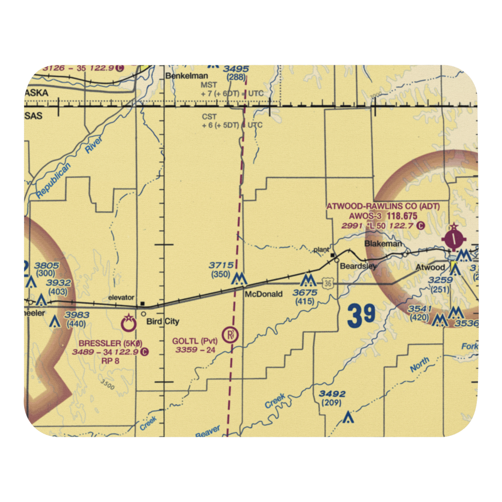 Black Airport (5KS9) VFR Sectional Mouse Pad 