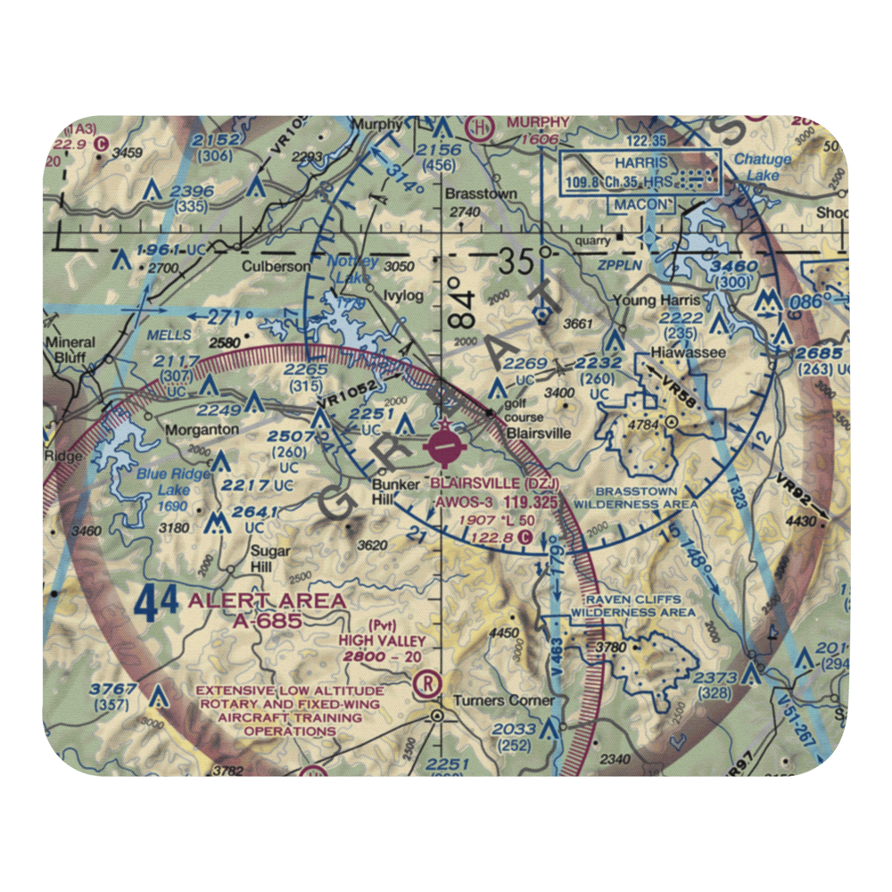 Blairsville Airport (DZJ) VFR Sectional Mouse Pad 