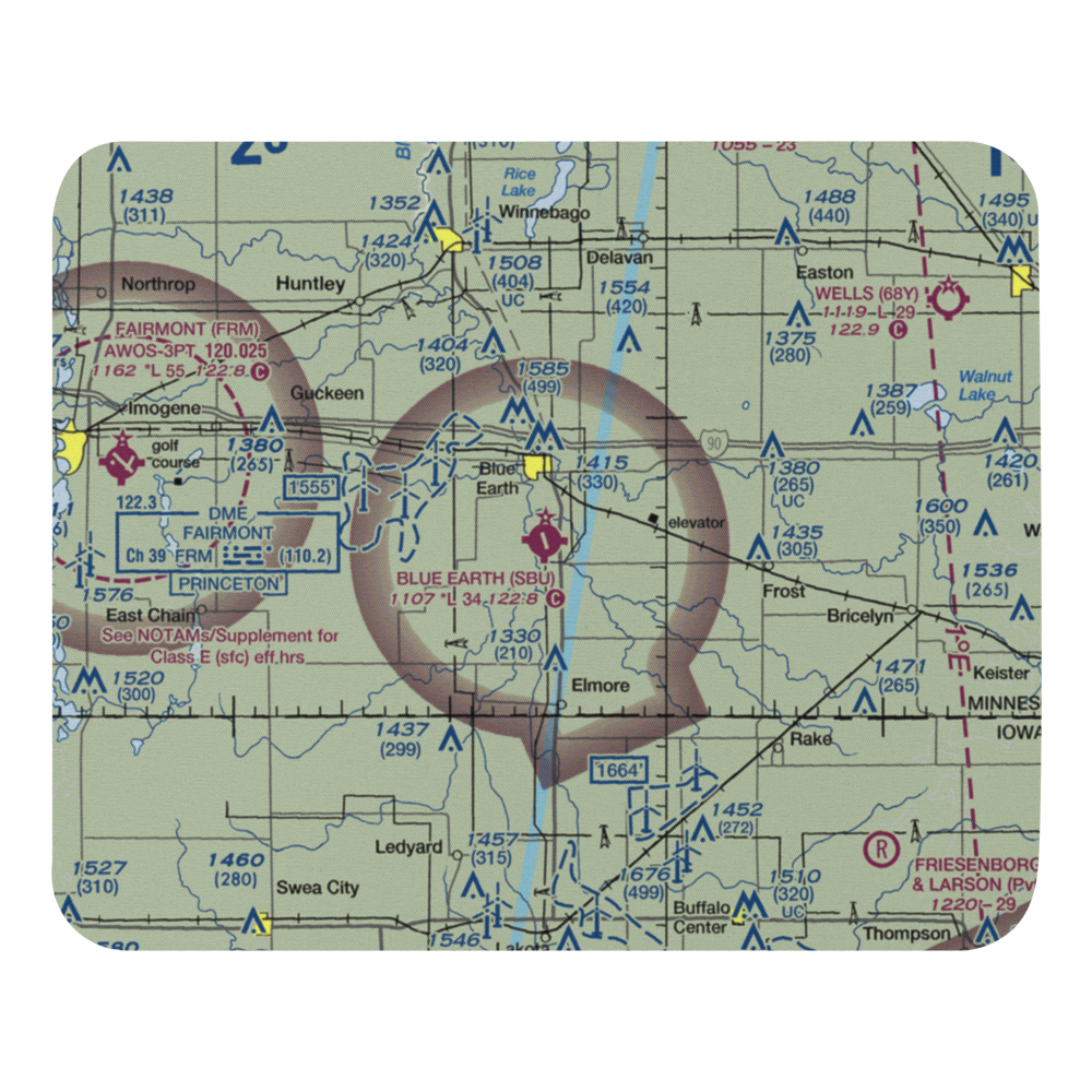 Blue Earth Municipal Airport (SBU) VFR Sectional Mouse Pad 