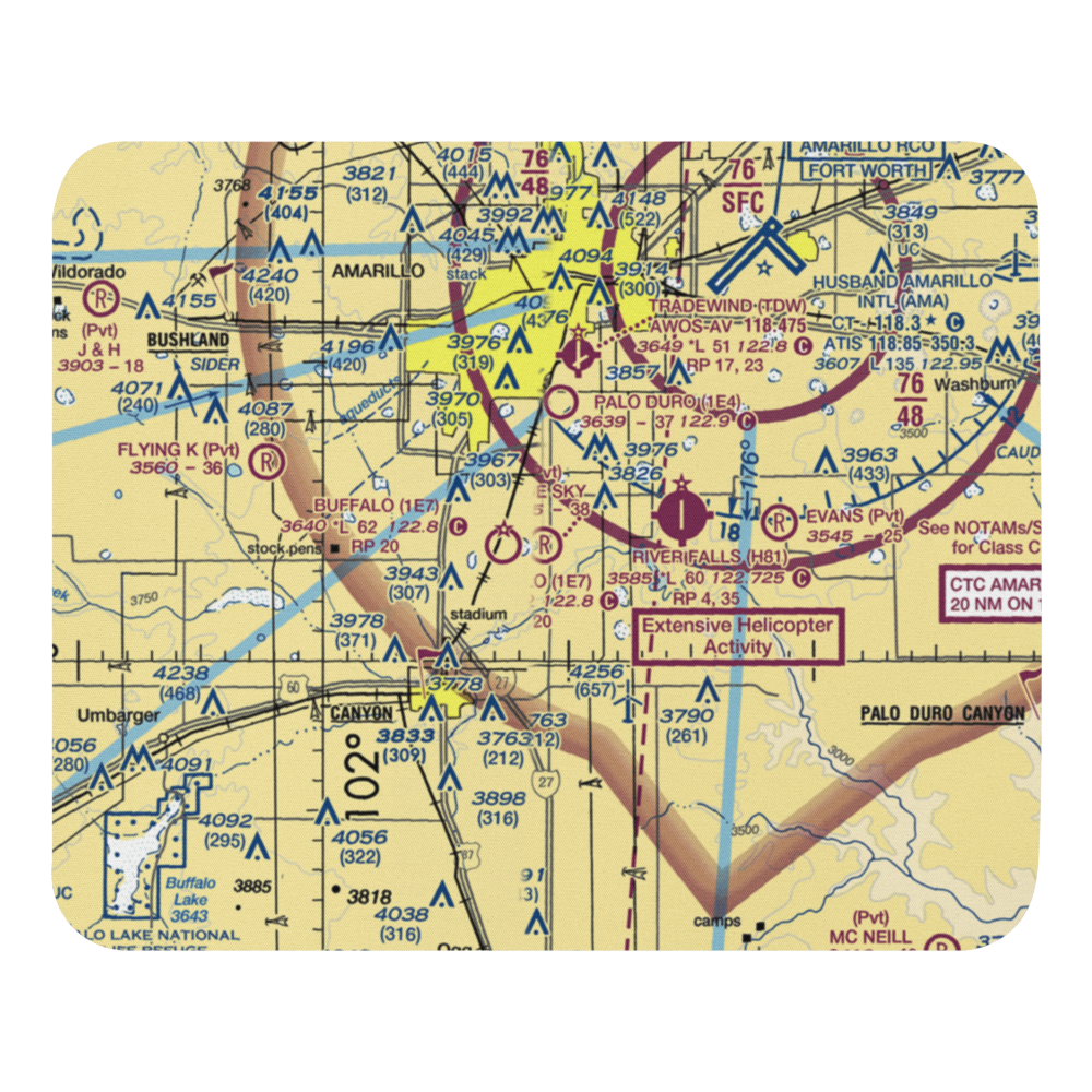 Blue Sky Airfield (2TX0) VFR Sectional Mouse Pad 