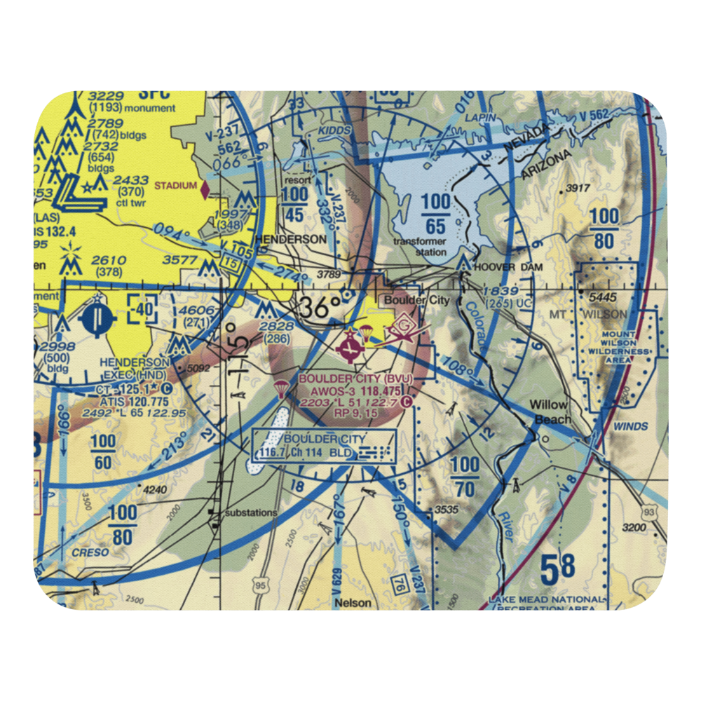 Boulder City Municipal Airport (BVU) VFR Sectional Mouse Pad 
