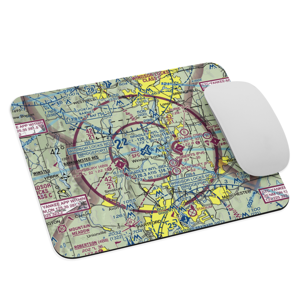 Bradley International Airport (BDL) VFR Sectional Mouse Pad 