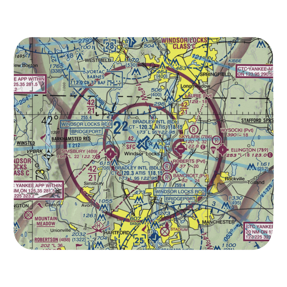 Bradley International Airport (BDL) VFR Sectional Mouse Pad 