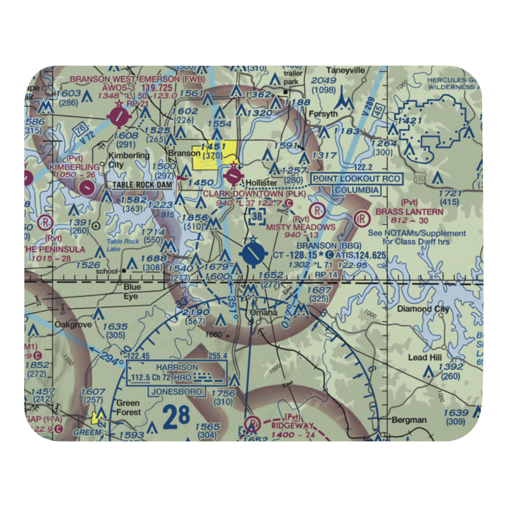 Branson Airport (BBG) VFR Sectional Mouse Pad 