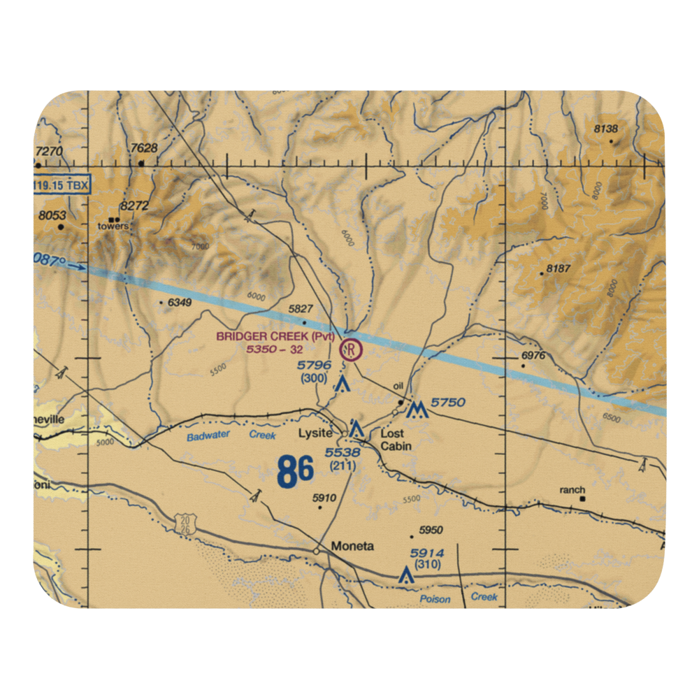Bridger Creek Airport (WY34) VFR Sectional Mouse Pad 