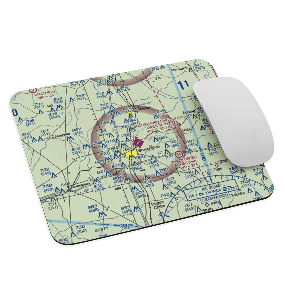 Brookhaven-Lincoln County Airport (1R7) VFR Sectional Mouse Pad 