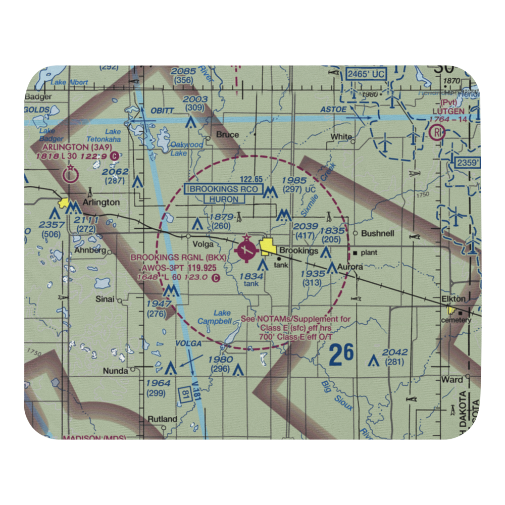 Brookings Regional Airport (BKX) VFR Sectional Mouse Pad 