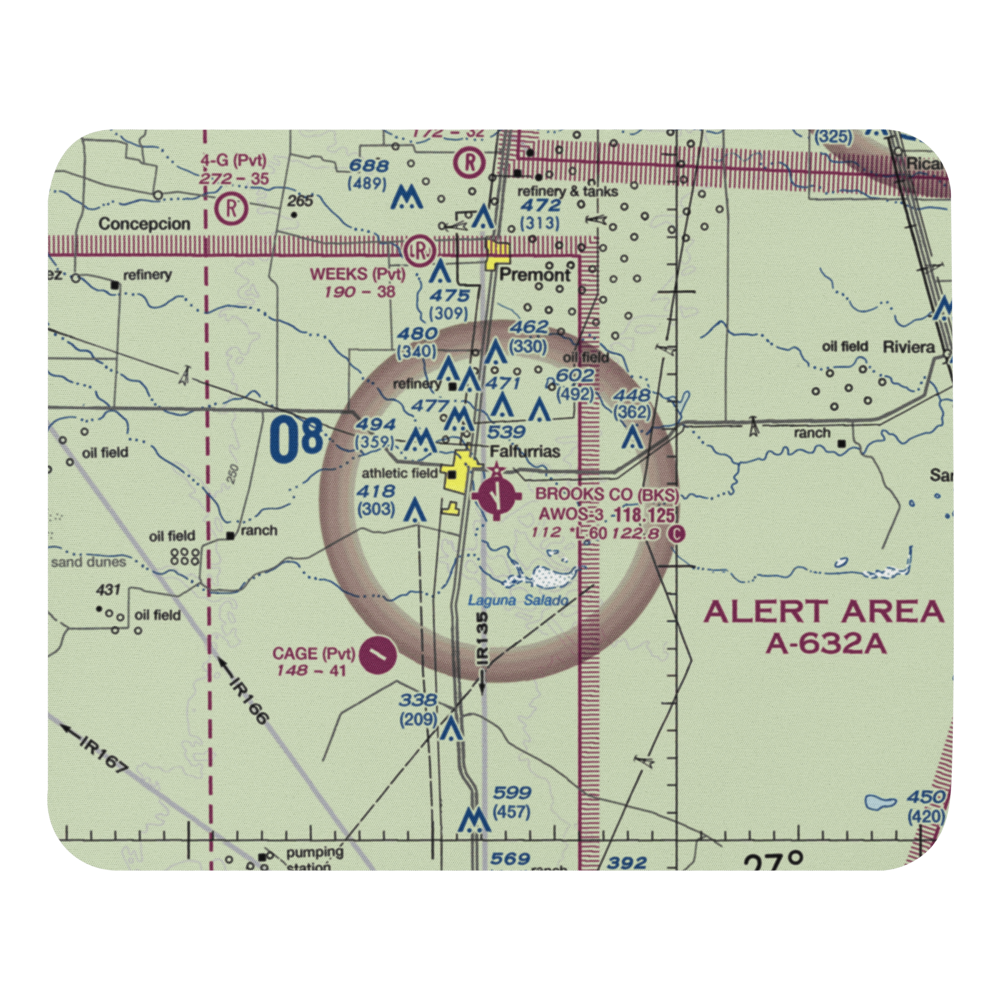 Brooks County Airport (BKS) VFR Sectional Mouse Pad 