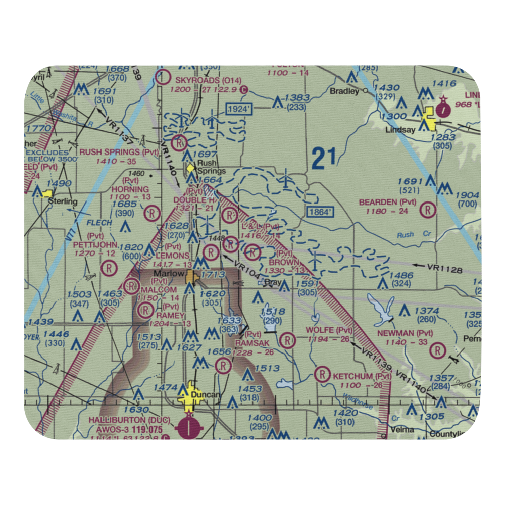 Brown Airstrip (OK81) VFR Sectional Mouse Pad 
