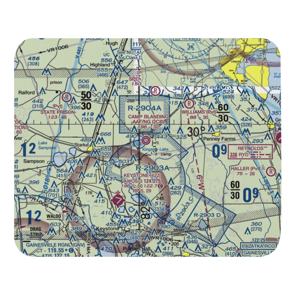 Camp Blanding Army Air Field/NG Airfield (2CB) VFR Sectional Mouse Pad 