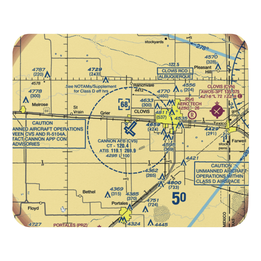 Cannon Air Force Base (CVS) VFR Sectional Mouse Pad 