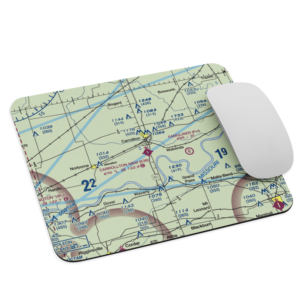 Carrollton Memorial Airport (K26) VFR Sectional Mouse Pad 