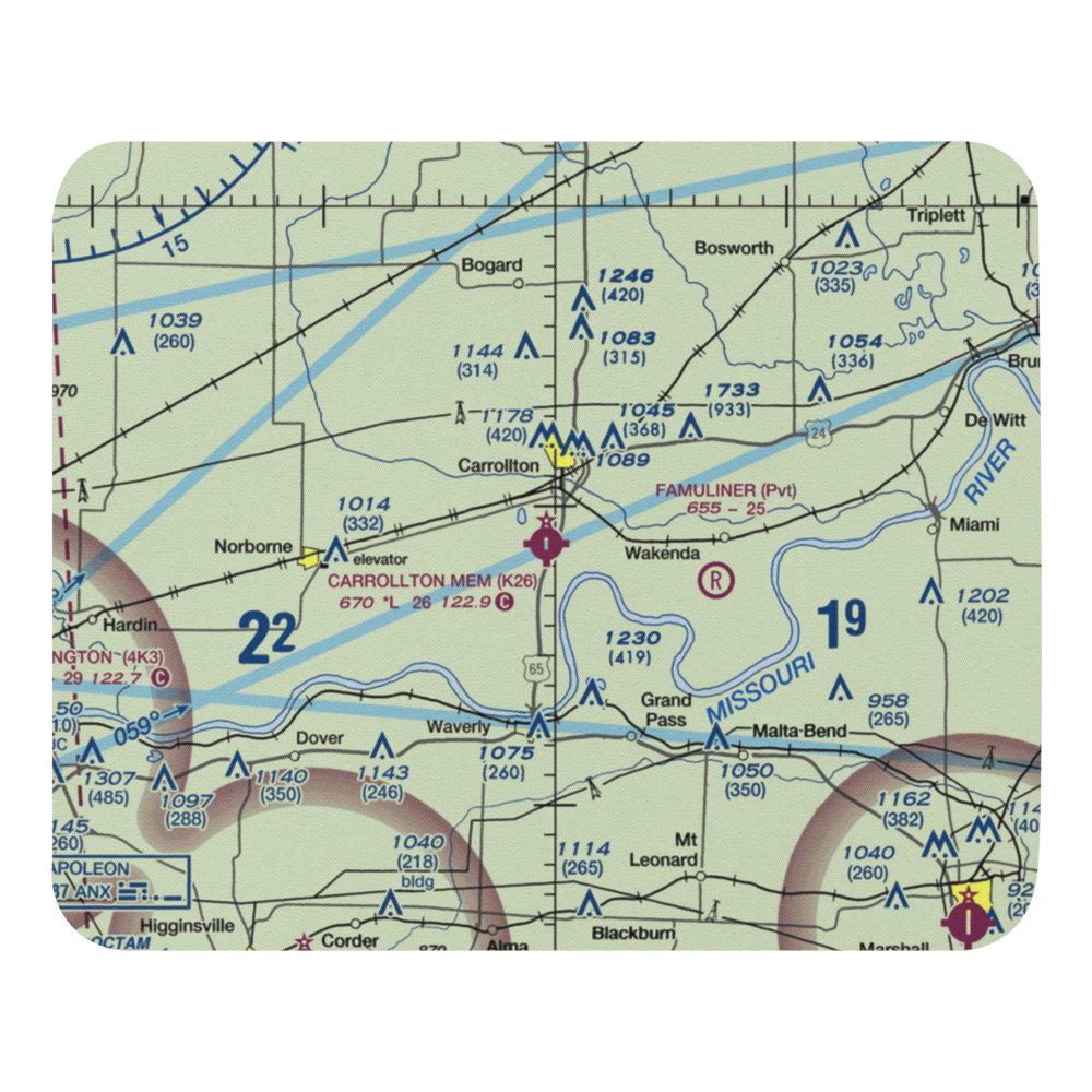 Carrollton Memorial Airport (K26) VFR Sectional Mouse Pad 