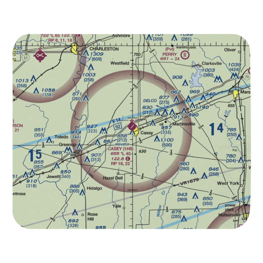 Casey Municipal Airport (1H8) VFR Sectional Mouse Pad 
