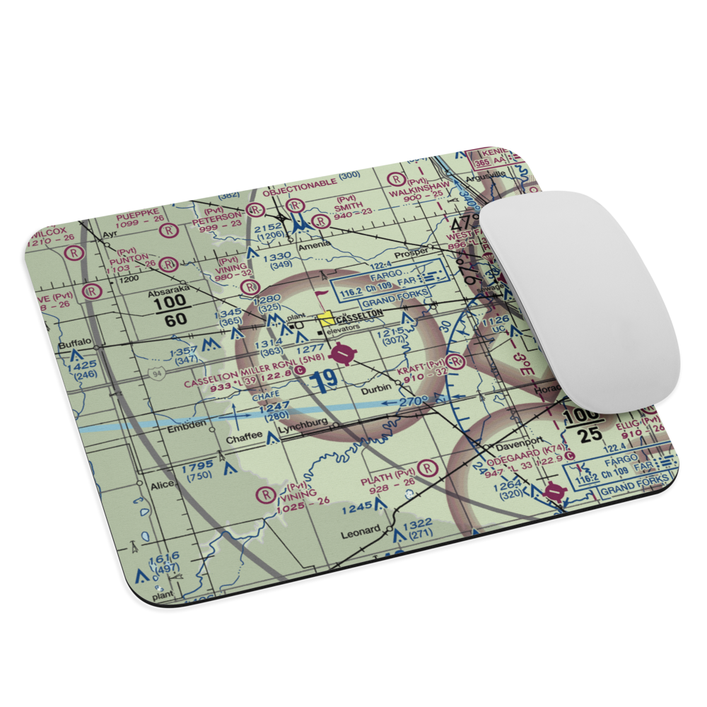 Casselton Robert Miller Regional Airport (5N8) VFR Sectional Mouse Pad 