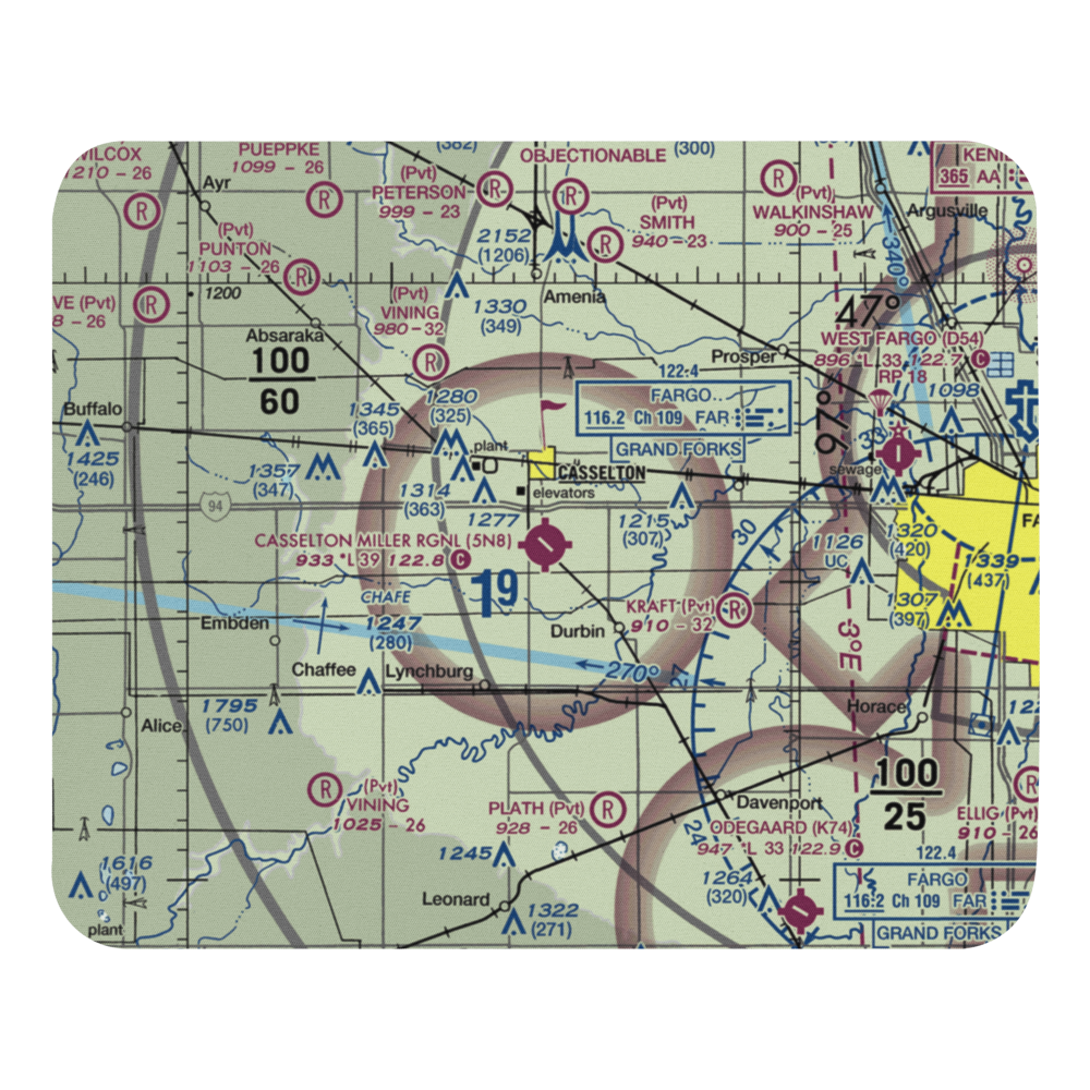Casselton Robert Miller Regional Airport (5N8) VFR Sectional Mouse Pad 