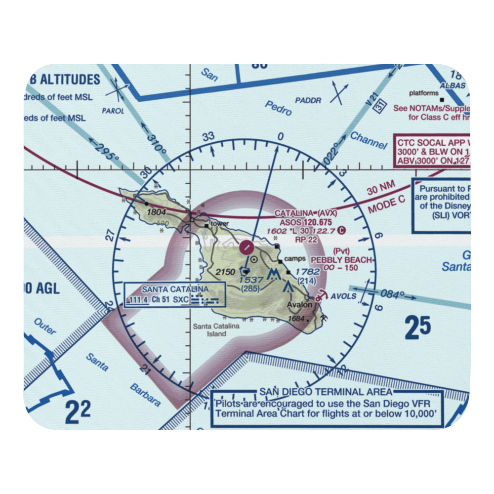 Catalina Airport (AVX) VFR Sectional Mouse Pad 