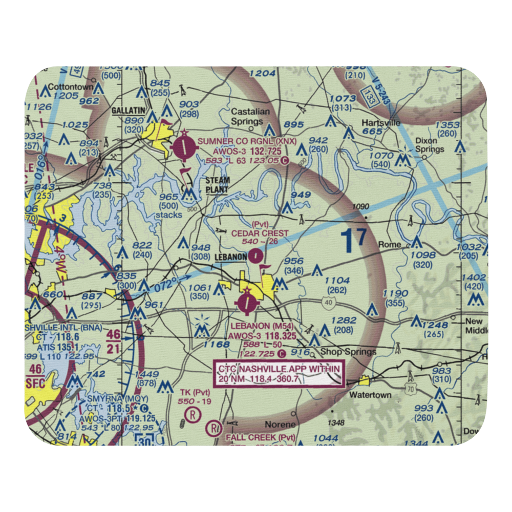 Cedar Crest Field (1TN0) VFR Sectional Mouse Pad 