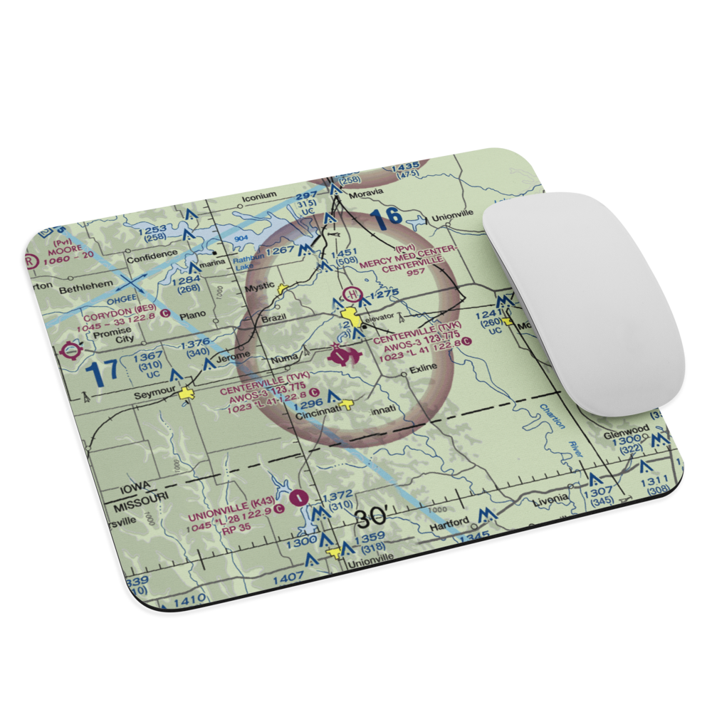 Centerville Municipal Airport (TVK) VFR Sectional Mouse Pad 
