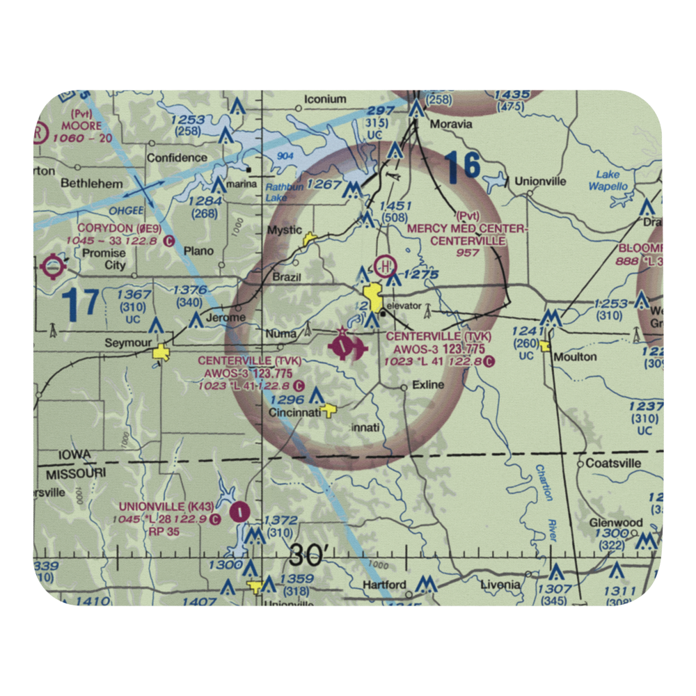 Centerville Municipal Airport (TVK) VFR Sectional Mouse Pad 