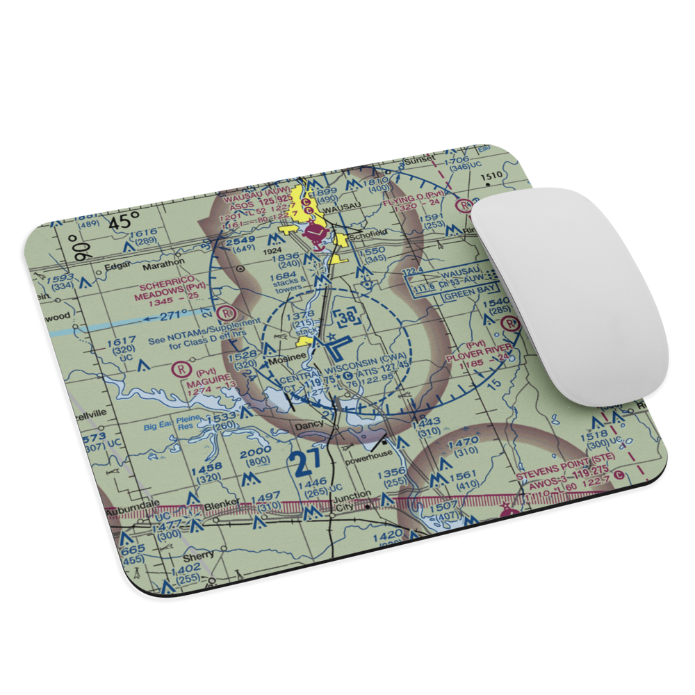Central Wisconsin Airport (CWA) VFR Sectional Mouse Pad 