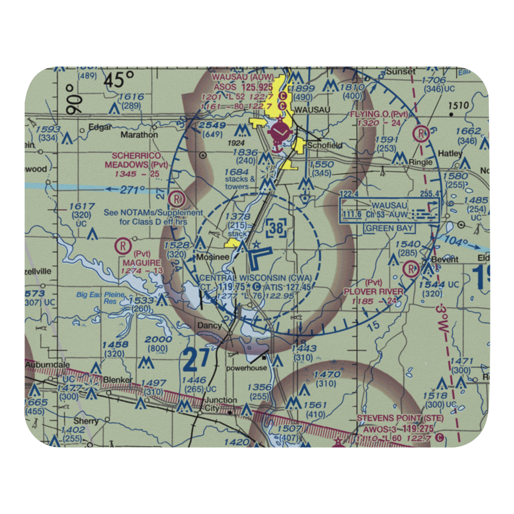 Central Wisconsin Airport (CWA) VFR Sectional Mouse Pad 