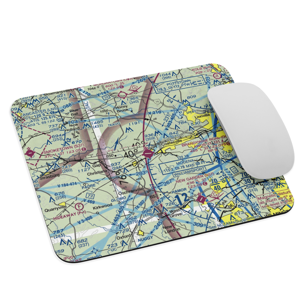 Chester County G O Carlson Airport (MQS) VFR Sectional Mouse Pad 