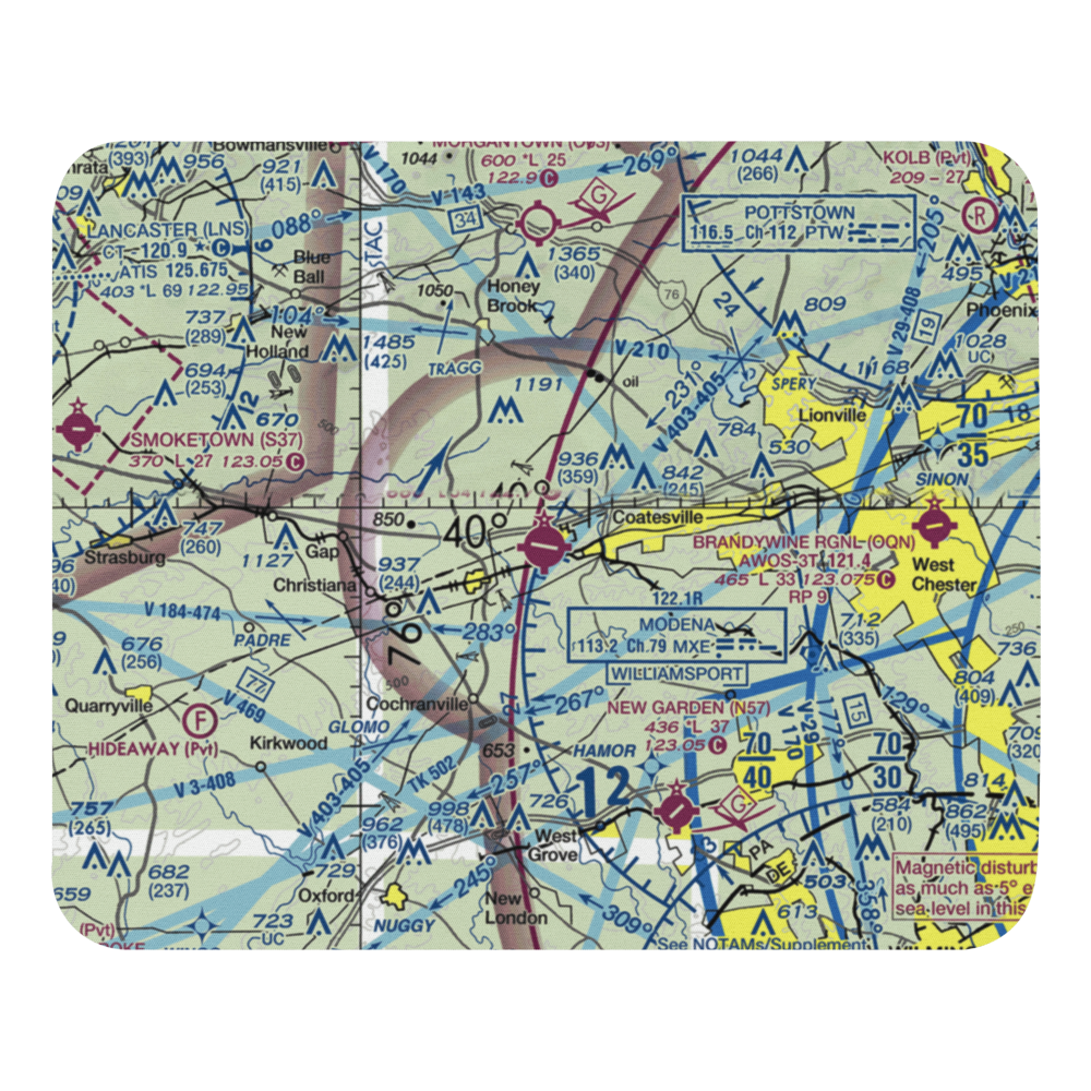 Chester County G O Carlson Airport (MQS) VFR Sectional Mouse Pad 