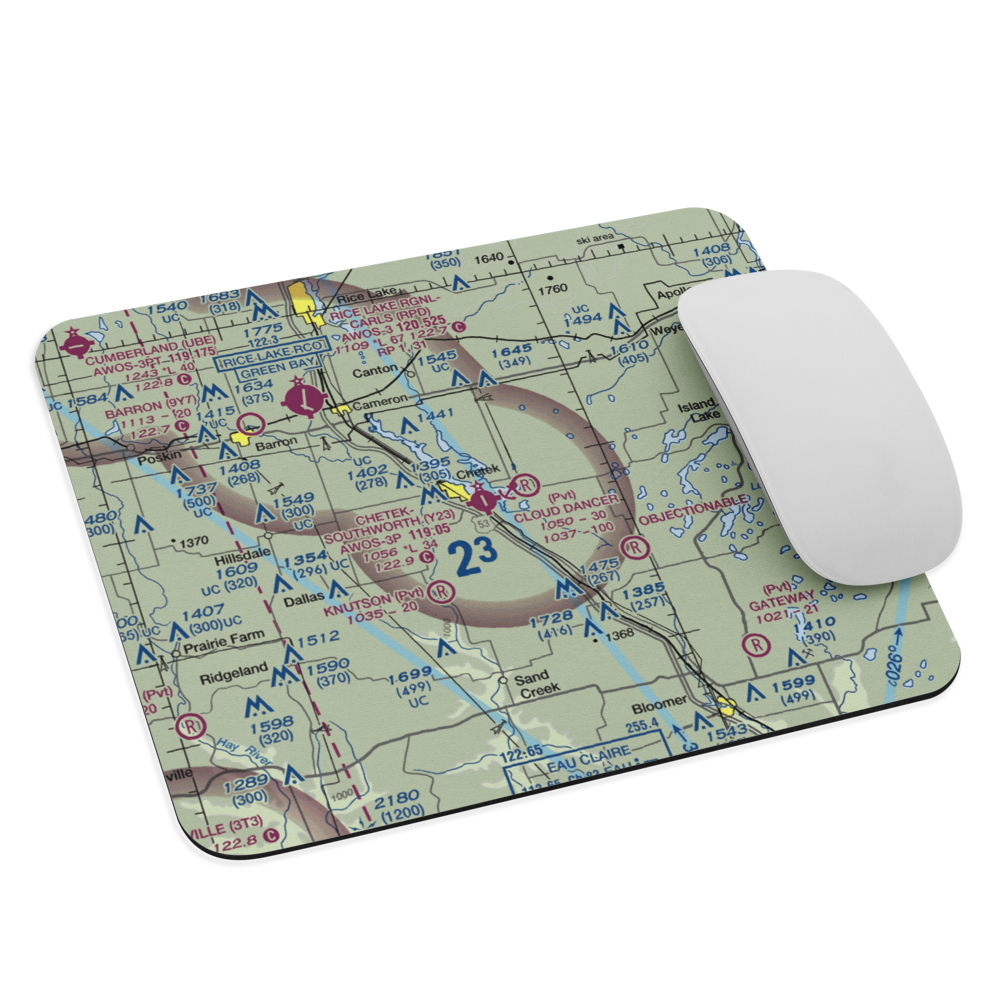 Chetek Municipal Southworth Airport (Y23) VFR Sectional Mouse Pad 