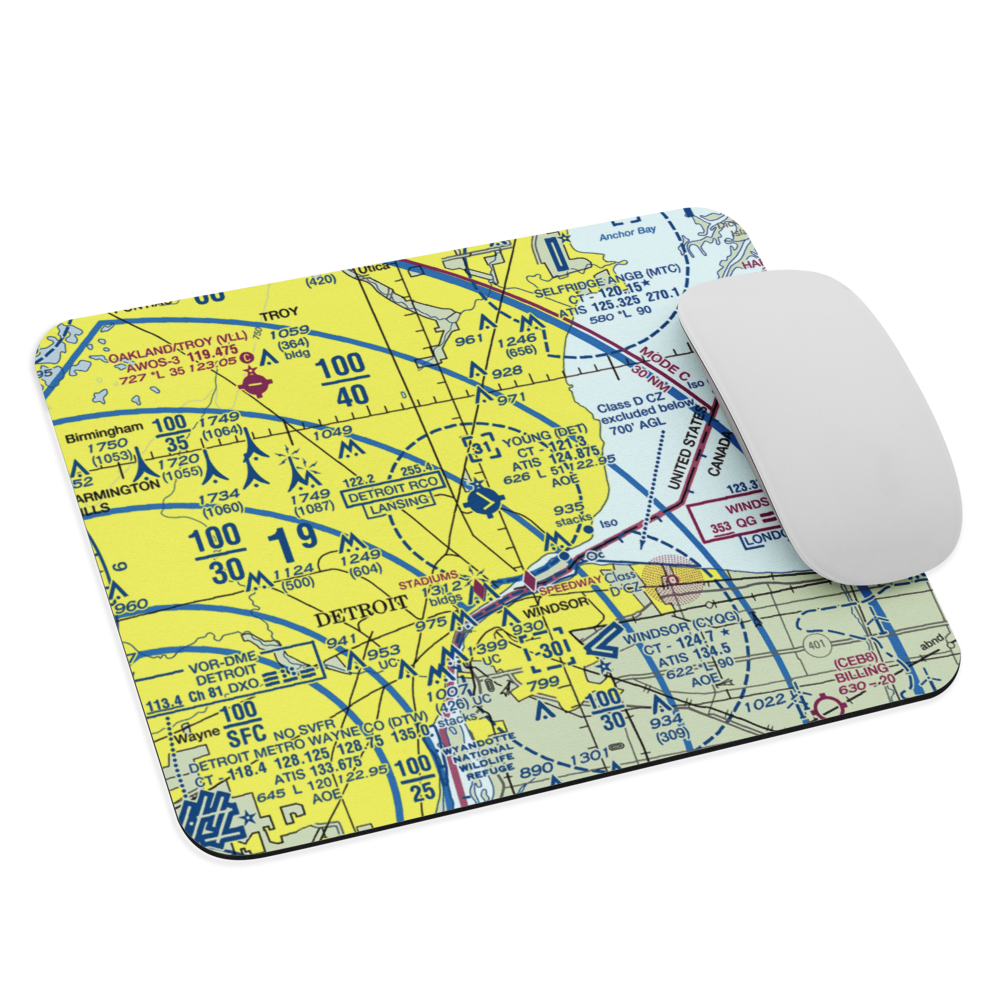Coleman A. Young Municipal Airport (DET) VFR Sectional Mouse Pad 