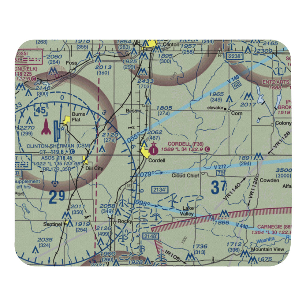 Cordell Municipal Airport (F36) VFR Sectional Mouse Pad 