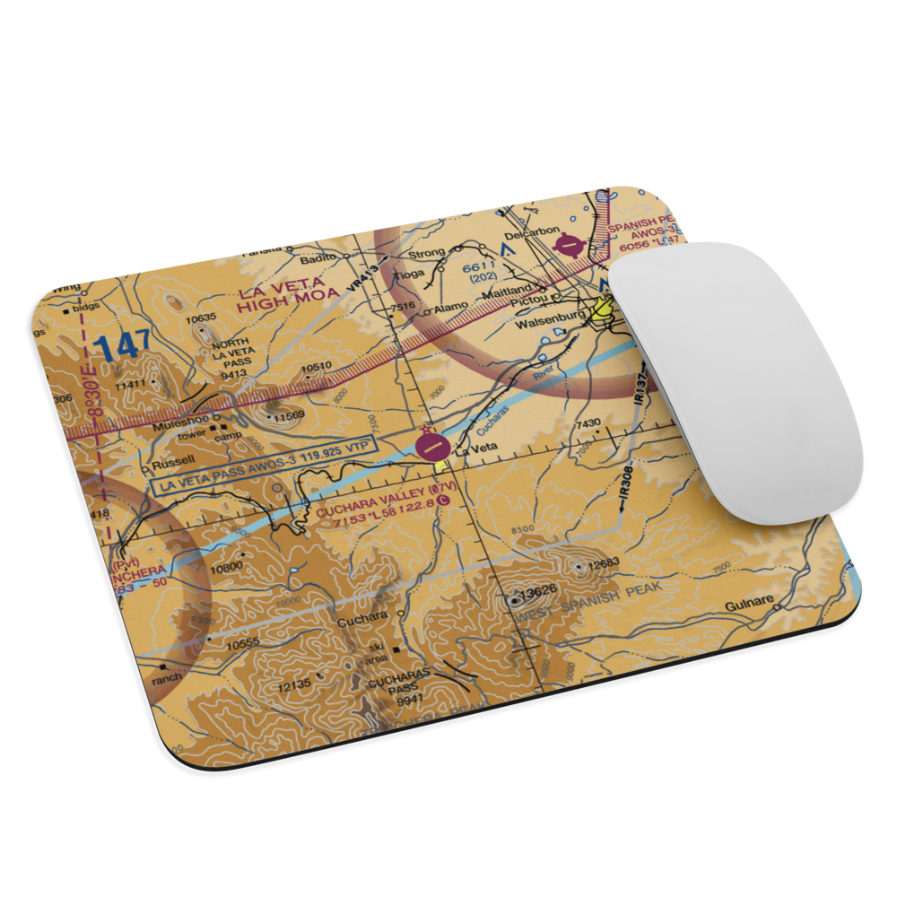 Cuchara Valley At La Veta Airport (07V) VFR Sectional Mouse Pad 