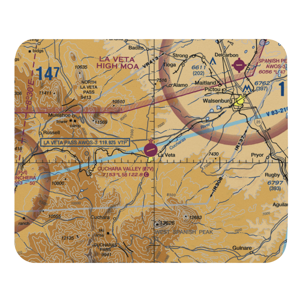 Cuchara Valley At La Veta Airport (07V) VFR Sectional Mouse Pad 