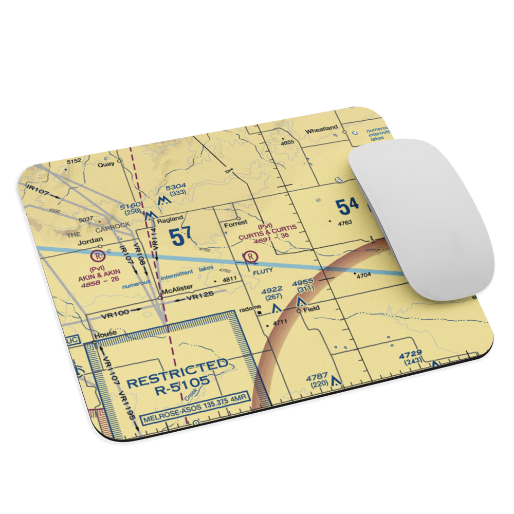 Curtis and Curtis Airport (65NM) VFR Sectional Mouse Pad 