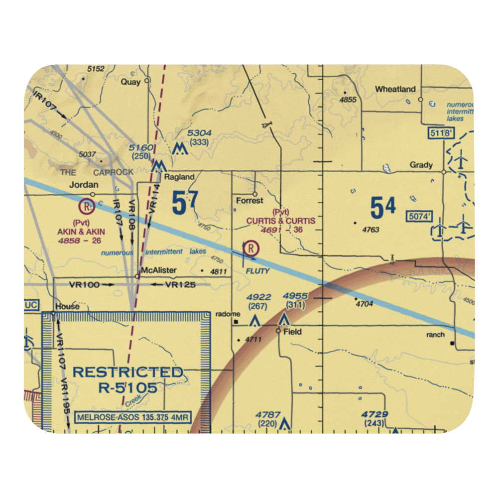 Curtis and Curtis Airport (65NM) VFR Sectional Mouse Pad 