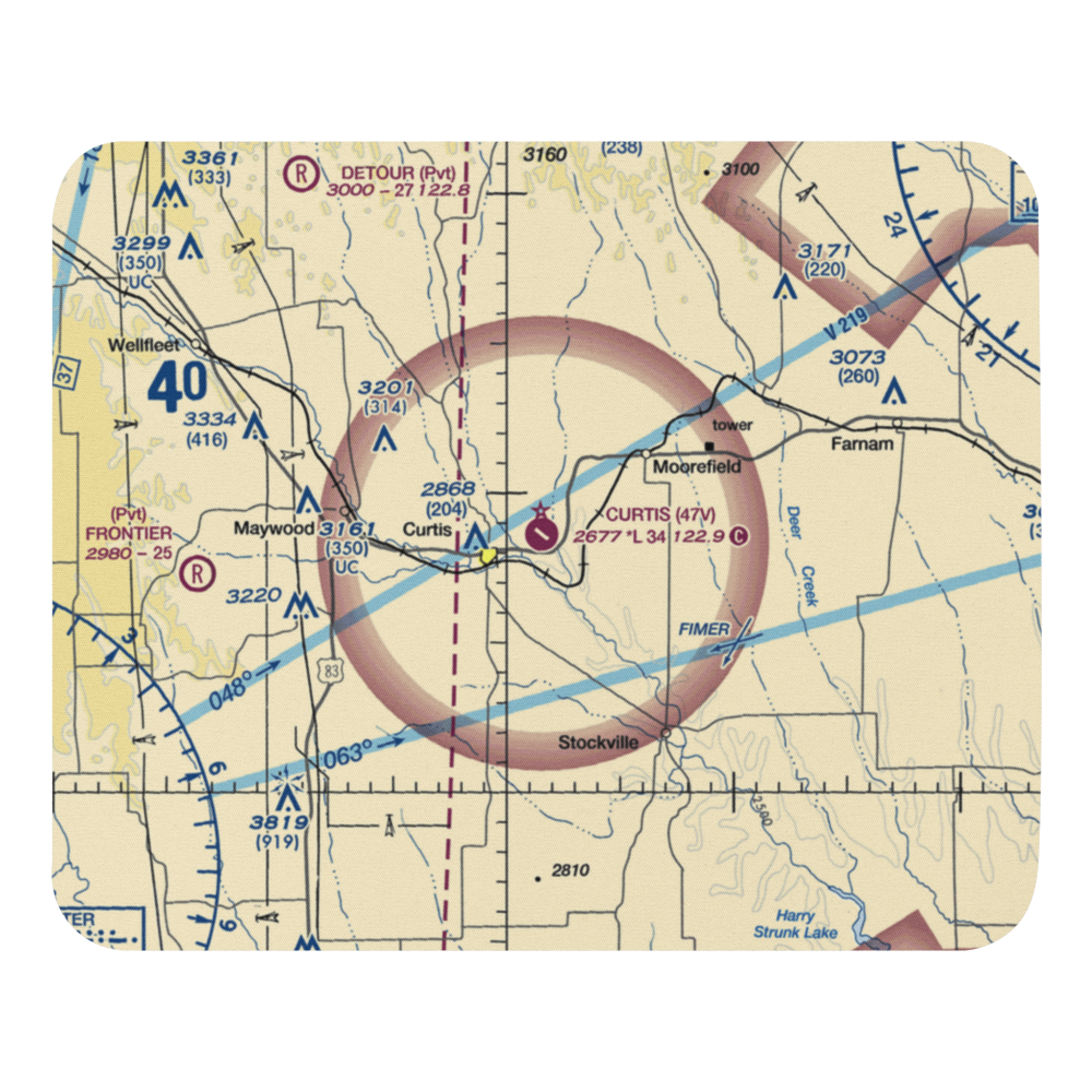 Curtis Municipal Airport (47V) VFR Sectional Mouse Pad 