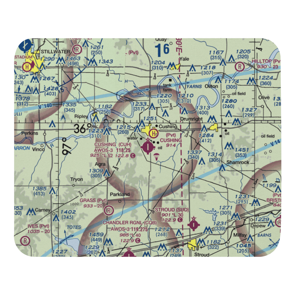 Cushing Municipal Airport (CUH) VFR Sectional Mouse Pad 