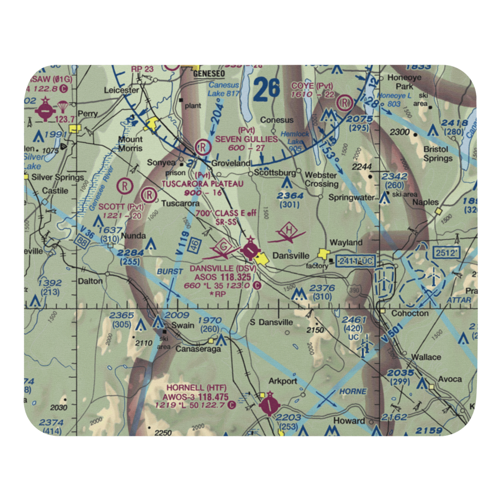 Dansville Municipal Airport (DSV) VFR Sectional Mouse Pad 