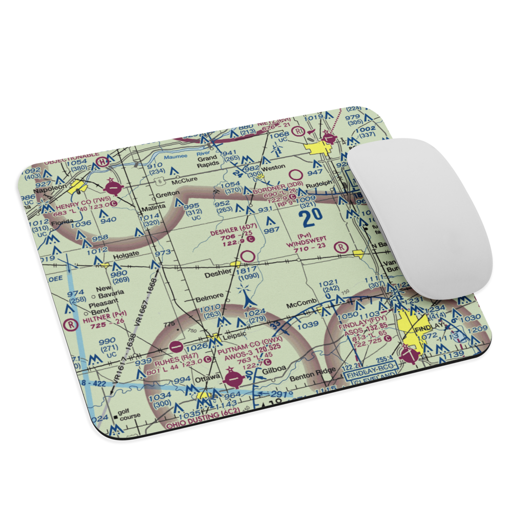Deshler Municipal Landing Strip (6D7) VFR Sectional Mouse Pad 