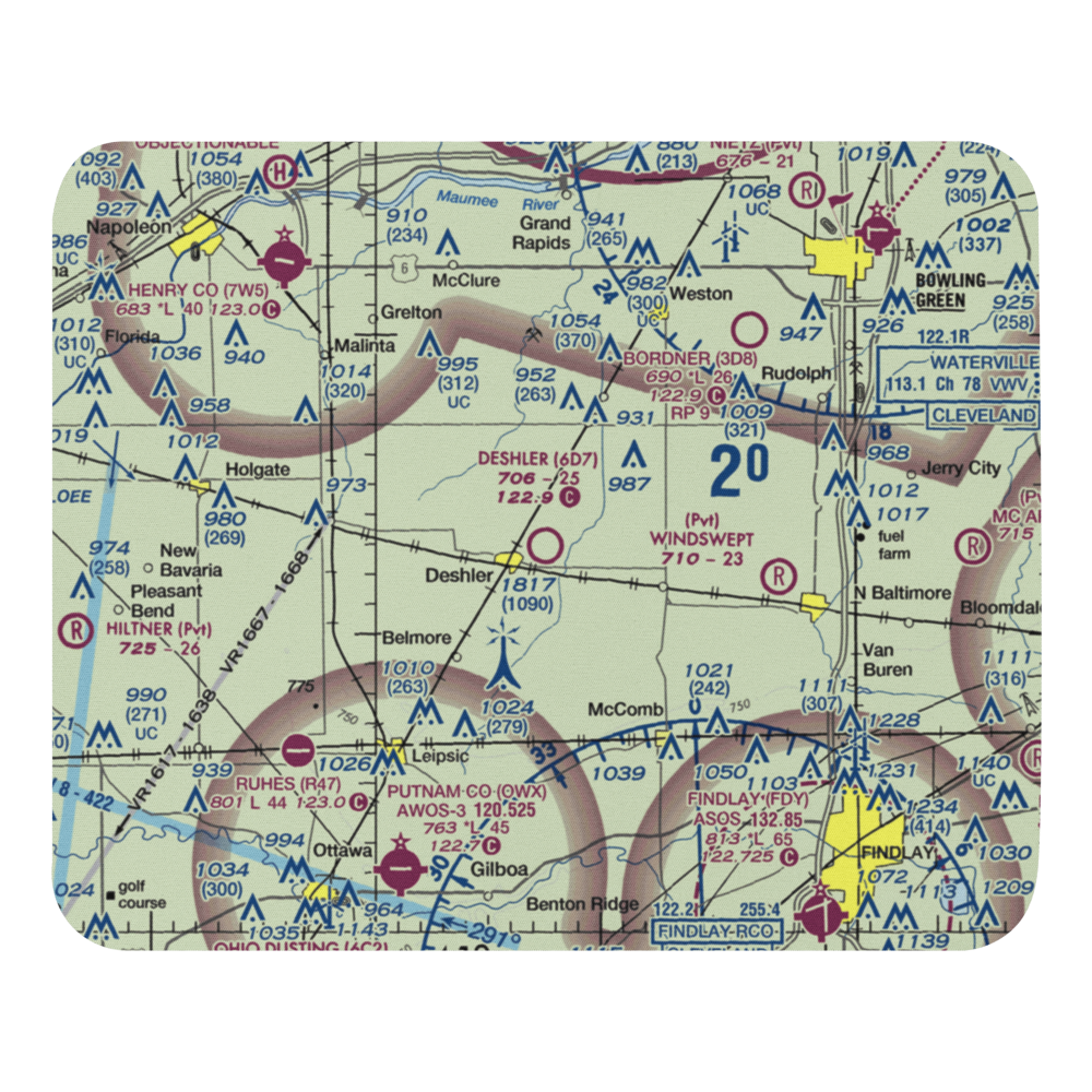 Deshler Municipal Landing Strip (6D7) VFR Sectional Mouse Pad 